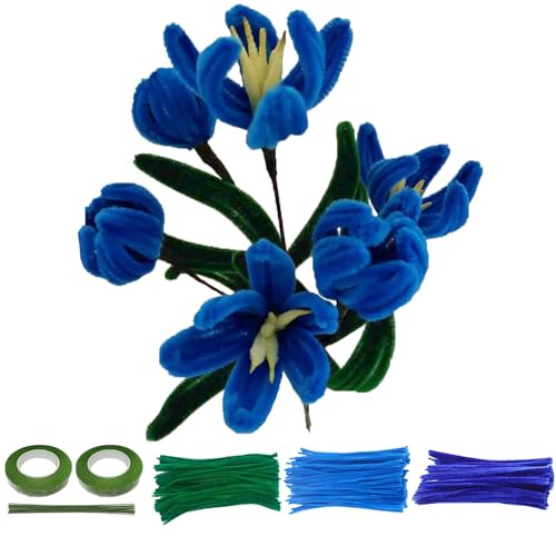 300 Stück Pfeifenreiniger zum Basteln Blumen Set Pfeifenreiniger Blumen Set | Pfeifenputzer zum Basteln Blumen, Bouquet Pfeifenreiniger, Tulpe Blumenstrauß für Blumenstrauß DIY