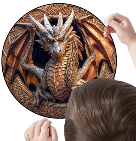 Nbbwwu Dragon Puzzle, Wooden Mechanical Dragon Building | Adults Jigsaw Puzzles, Unique Shape Wood Crafts for Birthday Charistmas New Years