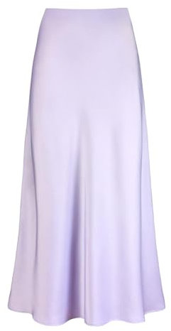 Generisch Damen Satin Midi Rock Lila M