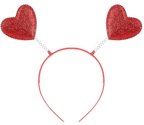 Herz Haarreif Rotf, Valentinstag Herz Haarreif, Haarreif Amor, Haarreifen Heart Rot Accessoires, Glitzer Herzen Stirnband, Amor KostüM Damen, Herzchen Queen Head, für Faschingsparty, Valentines Party