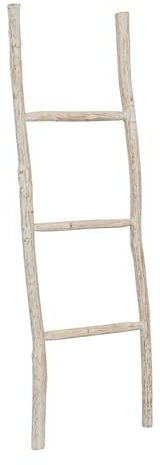 Biscottini Escalera toallero baño 110 x 4 x 33 – Escalera decorativa de madera – Escalera toallero de bambú – Escalera de madera para colgar toallas – Escalera toallero de pared de metal