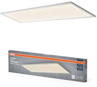 Osram Planon Plus Deckenleuchte in Weiß mit fortschrittlicher LED-Technik, 36 W, rechteckige Form (1200 x 300 mm), neutralweiße Lichtfarbe bei 4000 K, Aluminium-Gehäuse, mattierter PMMA-Diffuser