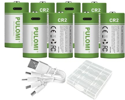 8 batterie CR2 CR15H270 CR15266 CR15270 CR2W, USB Type-C CR2 agli ioni di litio ricaricabili, 3,7 V 1100 mWh 300 mAh batterie ricaricabili al litio, con cavo di ricarica