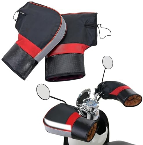 PORFOYO Lenker Handschuhe, Lenkerhandschuhe, Lenker Thermo Handschuhe, Plüschfutter Lenkermuffen mit Reflektierendes Großer, Warm Lenkerstulpen für Roller Fahrrad Motorrad, Schwarz