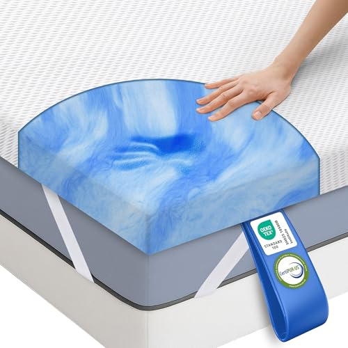 MKS Matratzen Topper 100x200 cm, 5cm Matratzentopper Gel-Memory-Schaum, Ergonomischer H4 mit kühlendes Gefühl, atmungsaktivem Bezug, Schlafkomfort wie auf Wolken
