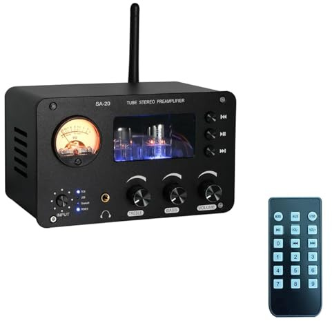 Amplificateur de commutation audio HiFi sans perte, préamplificateur à lampes, sortie HIFI sans perte hautement restaurée, réglage des aigus/basses, entrée Bluetooth/clé USB/RCA, pour la maison, le bu