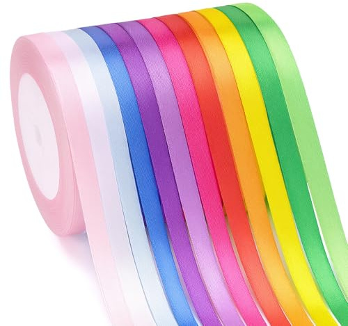 G2PLUS 12 Farben Satinband Dünn 6mm: Dekoration Geschenkband, 22m Schleifenband zum Bastel, Dekoband für Geschenkverpackung, Dekoration