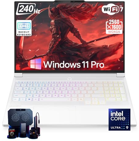 Lenovo Legion 7i Ordinateur portable de jeu – NVIDIA RTX 5070 8 Go GDDR7, Intel 24-Core Ultra 9 275HX, écran OLED 16 2,5K 240 Hz, 64 Go DDR5, 2 To SSD, clavier RVB, WiFi 7, Win 11 Pro, blanc glacier