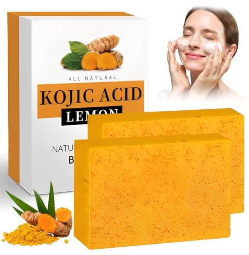 YOFDAL 2 Stück Kurkuma Seife Für Hyperpigmentierung und Dunkle Flecken, Antibakterielle Seife, Turmeric Soap