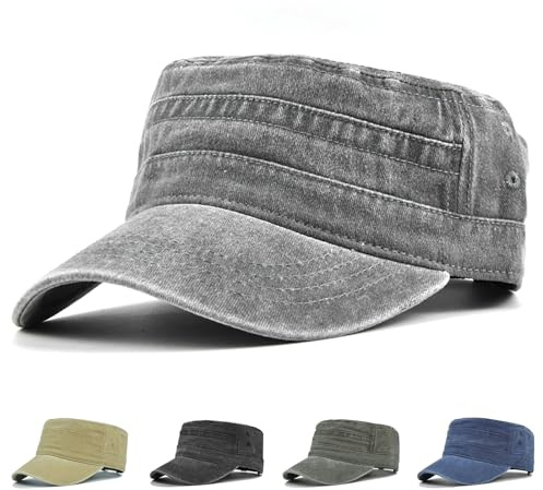 Fuantuda Klassische Army Cap, Vintage Washed Modische Militärmütze, Unisex Army Cap, Einfarbig, Einheitsgröße, für Herren Geschenke