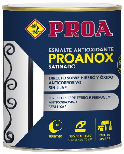Esmalte antioxidante directo sobre óxido. SATINADO. Gris Medio RAL 7042. 250 ML. Pintar sobre hierro y óxido sin necesidad de imprimación. PROANOX.