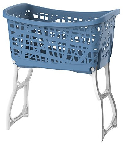 Bama Panier à Linge, Pieds inclinables, Stand up, en résine, Bleu, 60,5 x 39,5 x 43/65 h cm, 44 l