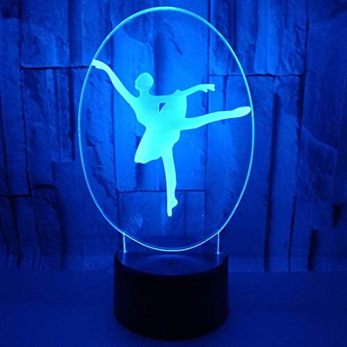 KINGCOO 3D Illusion Tischlampe Nachtlampe, LED 7 Farben ändern Touch Schreibtischlampe Nachtlichter Schlummerleuchten für Kinder Familie Dekoration Valentinstag Geburtstags Geschenk (Ballerina-1)