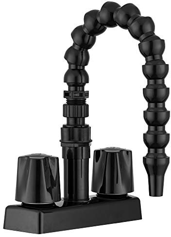 Dura Faucet RV-Außen-Schnellanschluss-Wasserhahn mit 360-Grad-flexiblem Schwanenhalsauslauf (schwarz)