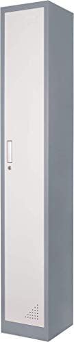 The Workplace Depot Heavy Duty Locker – Durable Steel, Anti-Corrosion Coating, Key Lock Security, Compact Storage Solution for Offices, Factories, and Sports Facilities (1 Door, Grey)