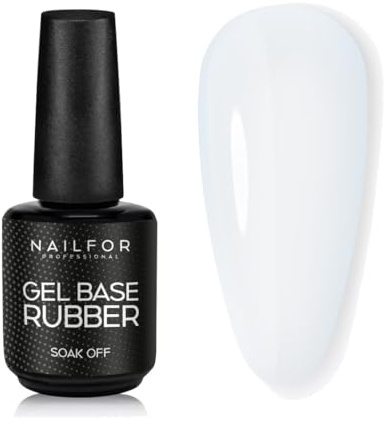 NAILFOR Base Rubber Trasparente 15ml - Per Smalto Semipermanente Rinforzato Con Forte Adesione, Lunga Tenuta, Rinforza e Protegge Unghie Naturali Anche Per Bombatura e Mini Allungamento