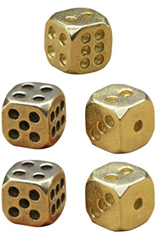Antike Metall DND- Spiel Würfel: 5 Stücke Vintage Kupfer- Würfel- Set für Tabellenspiele Pathfinder Und Mathe- Lehre