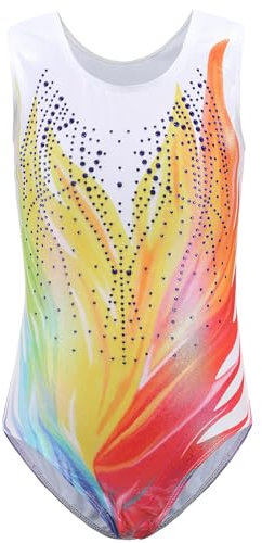 Happy Cherry Bambina Body Ginnastica Classica Senza Maniche Ragazze Leotards da Danza Balletto Gara Artistica con Stampa Colorata Costume da Ballo Elastico, 5-6 Anni