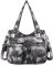 Geldbörsen und Handtaschen Damen Tragetasche Schulter Top Griff Satchel Hobo-Taschen Mode Washed Leather Purse.., 7028#14 schwarz grau