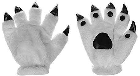 XINCHI Weihnachten Wolf Pfote Handschuhe Unisex Halloween Kostüm Winterhandschuhe Dick Plüsch Strickhandschuhe Werwolf Kralle Cosplay Deko Tiertatzen Party Zubehör Mottoparty Karneval