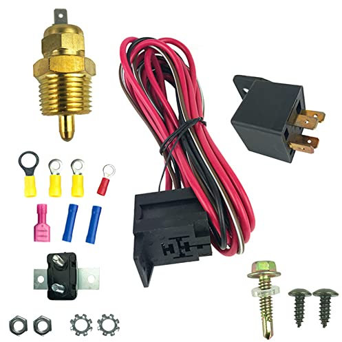 Kit Termostato Auto,Asudaro 12V 50A Kit Relè Ventola Di Raffreddamento Del Radiatore Interruttore Di Temperatura Del Termostato Kit Termostato Ventola Radiatore Facile Per Testata Motore
