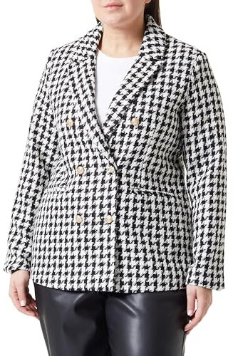 VERO MODA Vmpaige Ls Houndstooth Blazer, Noir/Carreaux : Pied de Poule Blanc, 42 Femme