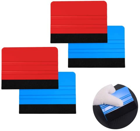 4 PCS Plastic Squeegee With Felt Edge - Professional Vinyl Wrap Applicator for Sign, Decal, Wallpaper - Smoothing Tool, Car Wrap Scraper, Craft Mini Squeegee