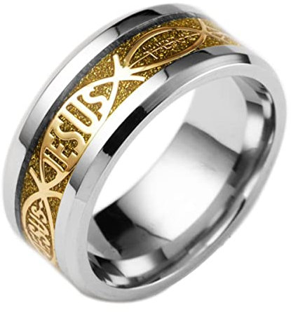 YAHOYA Jesus Brief 316L Edelstahl Ring für religiöse christliche Männer Frauen Geschenk Schmuck Serenity Männliche Bibel Kreuz Ringe