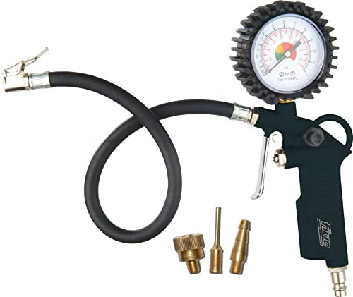 FIAC Pistola infladora de neumáticos para compresor, incluye 3 boquillas adaptadoras, presión máxima 8 bar