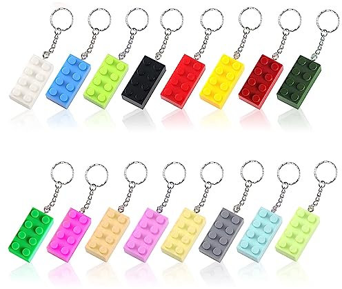 16 Pièces Porte-clés, Brick Keyrings, Porte-clés Bloc Construction 20 Couleurs Brick Keychain, Briques Porte - Clés,Briques, Boite Classic, pour fête d'anniversaire, Cadeaux Décoration