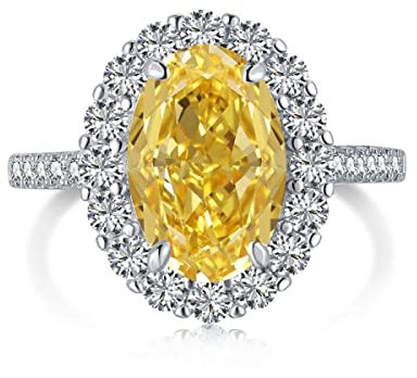 GemKing DY120168-S-W-HB-9 New Designs High Carbon Diamond Oval Eternity Jewelry Engagement Anniversary Royal Pure CZ 8A Silver s925 Wedding Rings