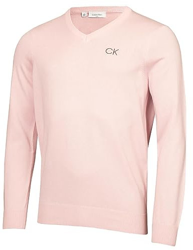 Calvin Klein Golf Hommes V-Neck Pull Tour - Rose - L
