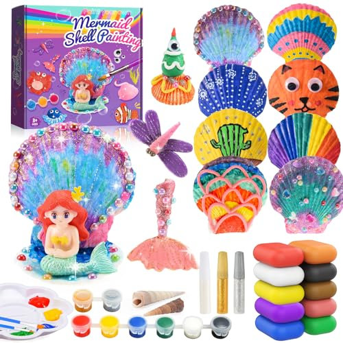 HappyGoLucky Juguetes Niña 4 5 6 7 8 Años,Manualidades Niños 4 5 6 7 8 9 10 Años Regalo Niña 5 6 7 8 Años Juegos para Niños Navidad para Niños Pinturas para Niños Kit Manualidades Pintura de Conchas