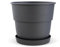 Plastard Blumentopf Milano 20 cm Durchmesser mit passenden Untersetzer Farbe Anthrazit Übertopf Blumenkübel für Garten Balkon Terrasse Pflanztopf