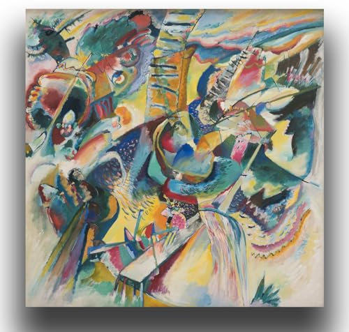 Yomcut Wassily Kandinsky Gemälde – Impromptu Poster – Klassische abstrakte Kunstgemälde Reproduktion – ideal für Arbeitszimmer, Wohnzimmer, Flur, ungerahmt, coole Heimdekoration (30 x 30 cm)