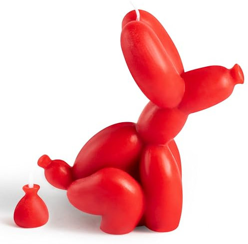 Adval9Vram Ballon Hund Duftkerzen Geschenkset - 2 Stück Natürliches Sojawachs Kiefernduft Aromatherapie Kerzen, Kacke Ballon Hund Stil Stumpenkerze Körper Stressabbau Duftkerze für Yoga Massage (Rot)