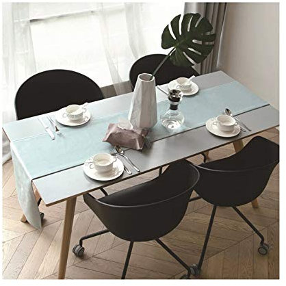 Mesnt Chemin de Table Cuisine, Chemin de Table en Couleur Pure et Simple en Velours, Bleu Clair, 32 x 200 cm