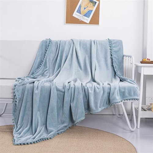 Heavyoff Kuscheldecke Flauschige extra weich & warm Wohndecke Flanell Fleecedecke Sofaüberwurf Couchdecke für Bett Sofa Wohnzimmer Blau, 150x200cm