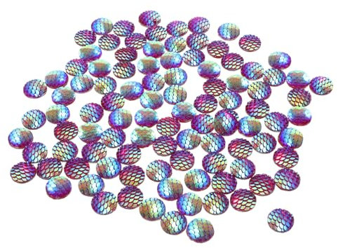 100St Fischschuppen aus Kunstharz Strasssteine mit flacher Rückseite zum Basteln kleiner Strassstein kreativität kreativekraft deko Runde Nudeln Meerjungfrau Koffer Kleidung Charme