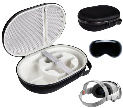 GOHHME Harte Tragetasche für Apple Vision Pro, Tragetasche kompatibel mit Apple Vision Pro, Reisetasche für MR-Headset und Zubehör, stoßfeste tragbare Tasche mit Netztasche, Schwarz