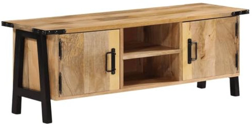 vidaXL Solid Mango Wood TV Cabinet - 110x35x40 cm - Brown Media Unit/Console with Storage and Display Function for Living Room
