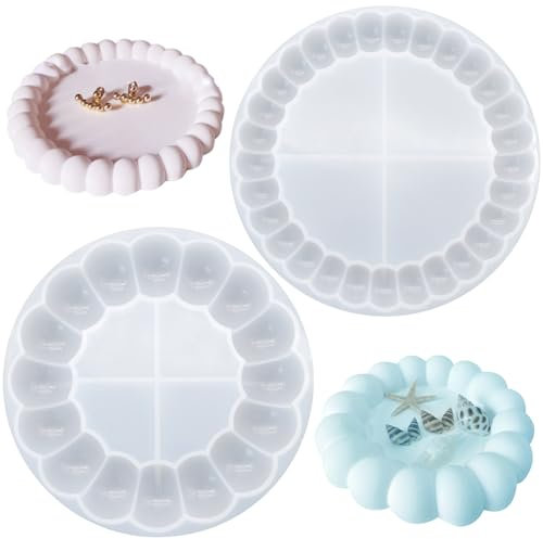 2 Stück Bubble Tray Form Untersetzer, Silikonform Tablett, Silikonformen Gießformen Tablett, Epoxidharz Formen für Untersetzer, Kerzenhalter, DIY Bastelprojekte, Heimdekoration