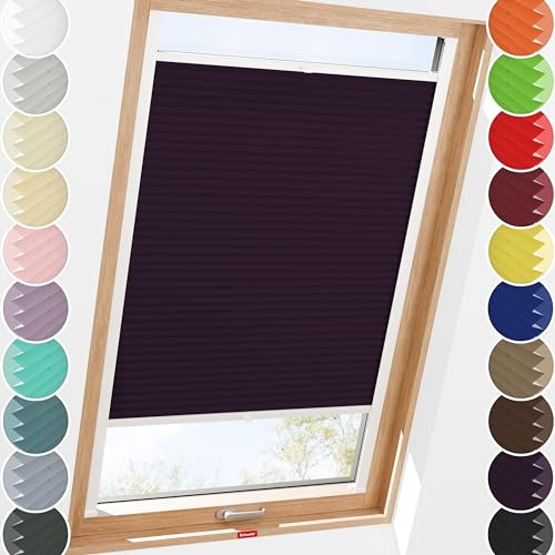 Schuette® Dachfenster Plissee mit Bohren zum Anschrauben ● Thermo Kollektion: Violet Paradise (Violett) ● 140-149 x 100-119cm (Breite x Höhe) ● Suprafix Faltrollo Befestigung ● Bequeme Rollo