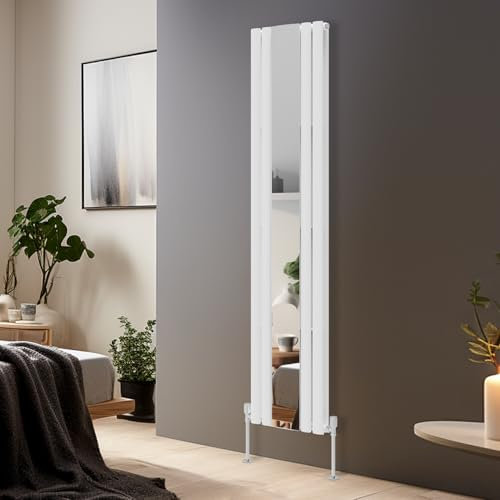 Blümme Vertical Mirror Radiator Designer Oval Panel Central Heating Radiators White Double Column - 1800x380mm