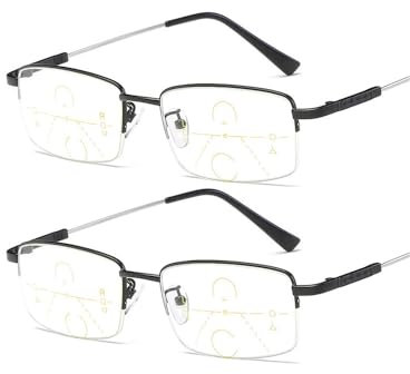 Outfany Intellireaders, Sherum Intellireaders, Libiyi Intelligente Lesebrille, Gleitsichtbrille Progressive Multifokus Lesebrille Herren, Dual-Use-Lese-Brille Für Nah Und Fern (+3.00,Black)