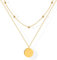 Mesovor Kette mit Gold Münzen für Damen, Halskette mit 18 Karat vergoldetem Gold, 15 mm Scheiben Anhänger Goldkette Silberkette für Frauen, Schmuck Geschenke (Gold)