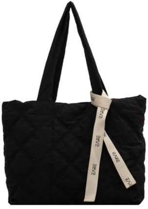 oukesin Umhängetasche Tasche Damen Puffer Tragetasche Tasche mit Reißverschluss für Alltag/Büro/Schule, Schwarz