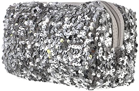 MUSISALY 1pièce Trousse De Toilette Pailletée Sac De Rangement Cosmétiques Portable Et Élégant Design Pratique pour Voyage Et Usage Moyenne Couleur Argentée