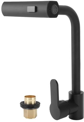 Grifo de cocina extensible, alta presión, giratorio 360°, grifo mezclador para fregadero con ducha, 3 modos, grifo extraíble para cocina (negro)