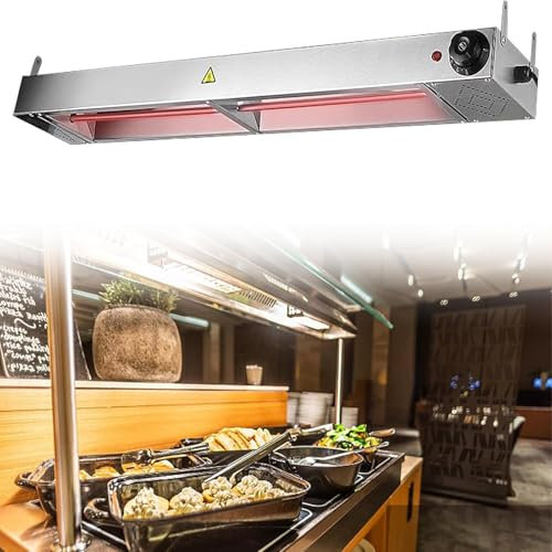 Ampe Chauffe Plat Cuisine,Lampe Chauffante Alimentaire Acier Inoxydable,Lampe Chauffante Infrarouge pour Restaurant, Buffet,Armoire de Désinfection,HeatingTube-575W
